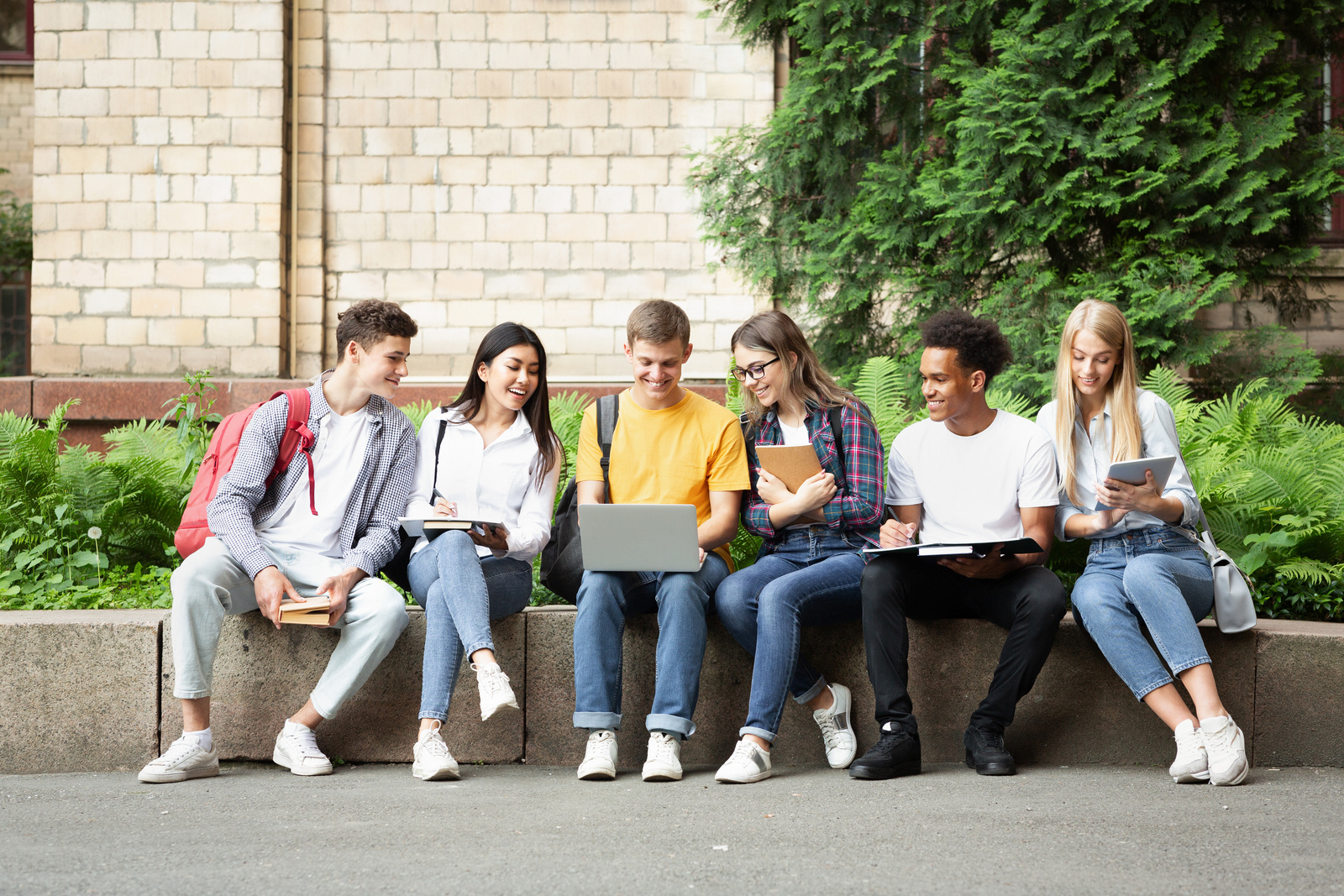 students outside